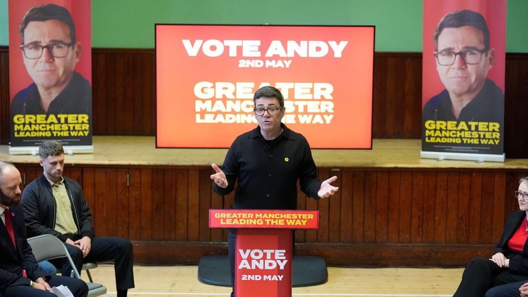 Andy Burnham speaking at the Salford Lads Club during the launch of his campaign for re-election as Mayor of Greater Manchester Combined Authority