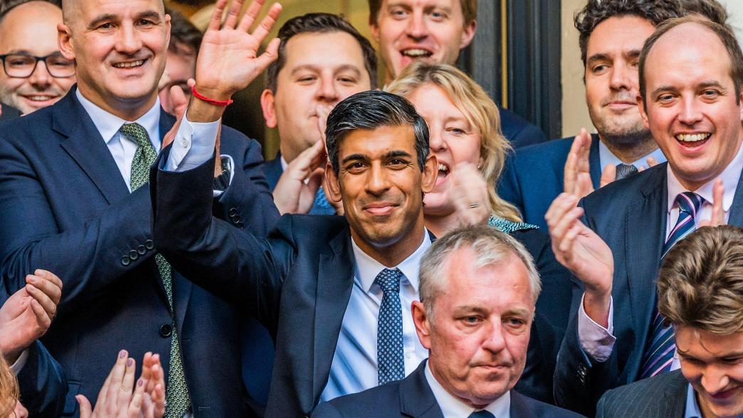 Rishi Sunak outside CCHQ after winning the Conservative Party leadership contest.