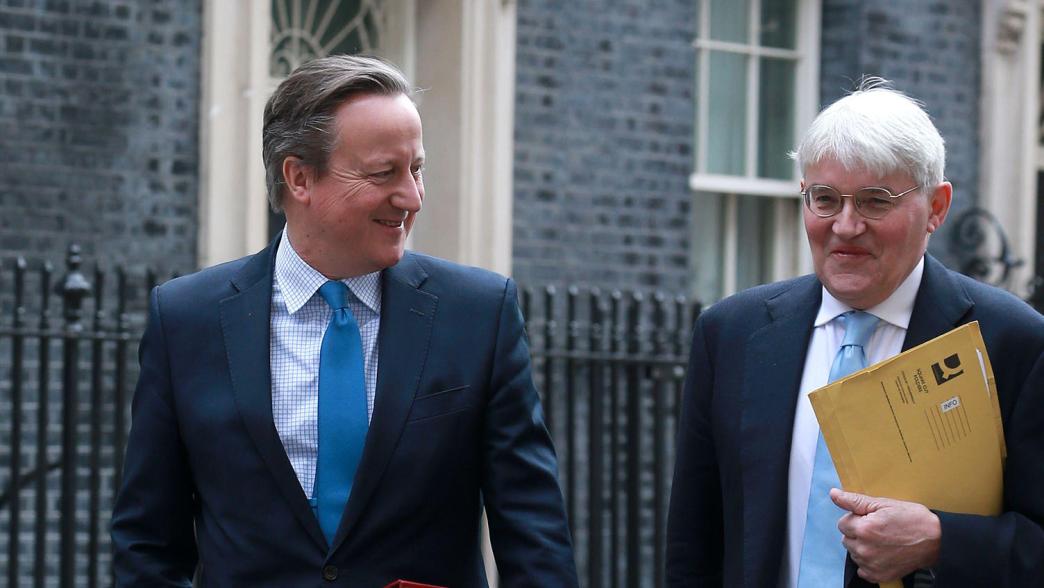 Foreign secretary David Cameron (left) and deputy foreign secretary Andrew Mitchell (right) leaving 10 Downing Street following a cabinet meeting.