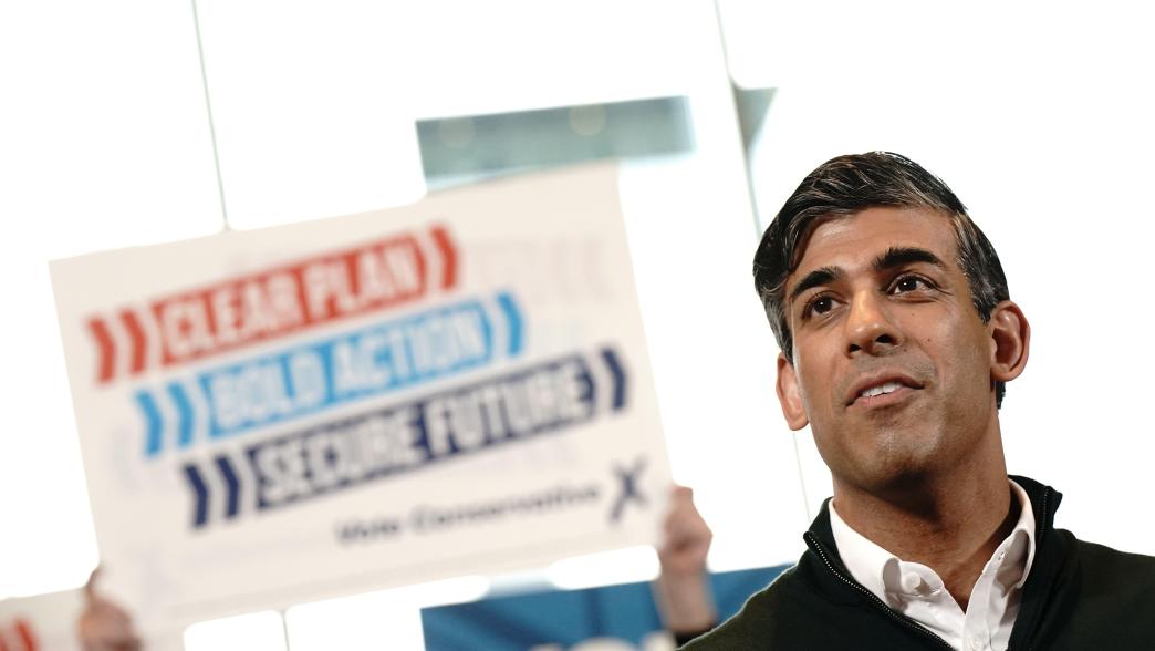 Rishi Sunak delivers a speech to party members at the MK Gallery in Milton Keynes while on the 2024 general election campaign.