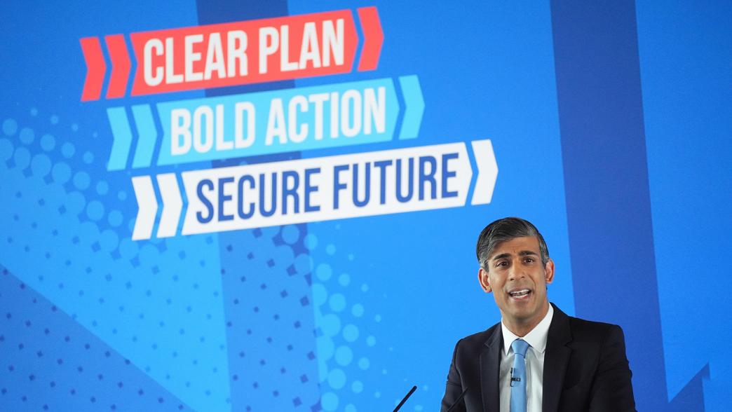 Rishi Sunak launches the Conservative Party General Election manifesto at Silverstone in Towcester, Northamptonshire.