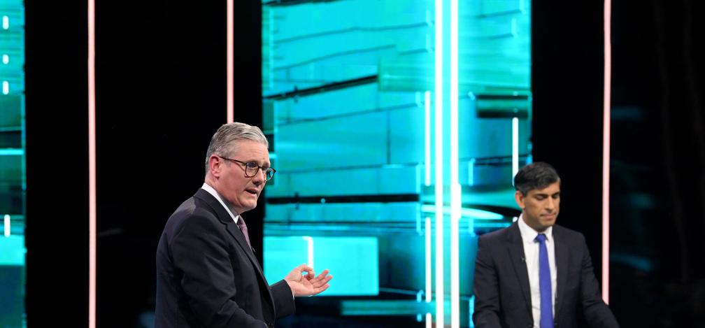 Keir Starmer and Rishi Sunak during the ITV leaders debate.