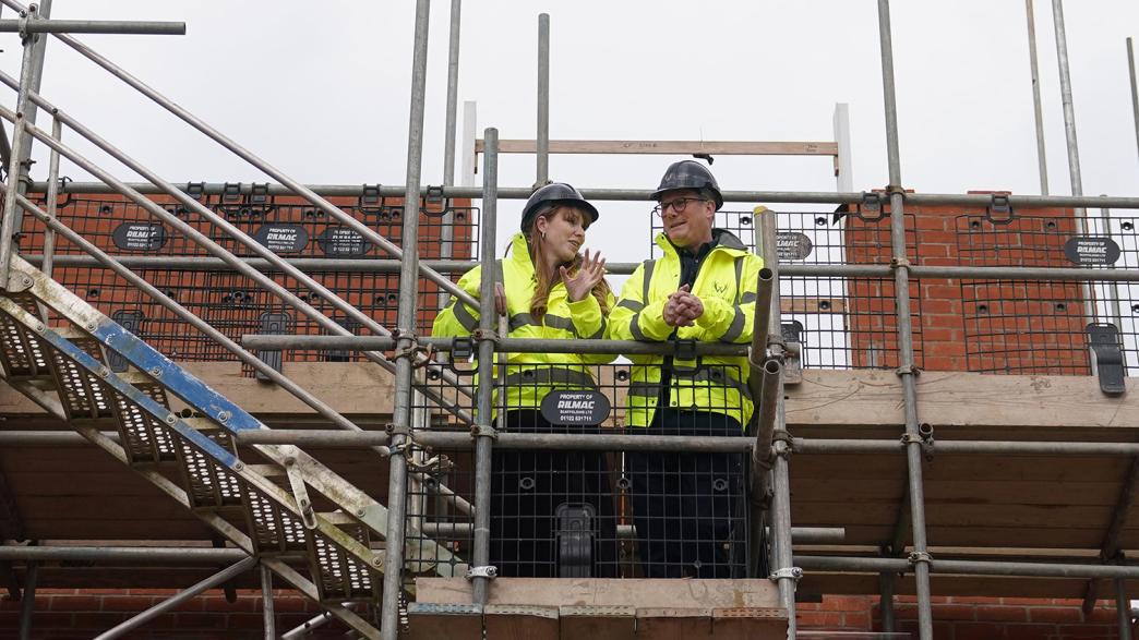 Labour leader Sir Keir Starmer and deputy leader Angela Rayner during a visit to a housing development in the Nightingale Quarter of Derby.